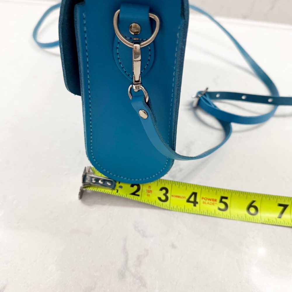 Cambridge Satchel Company Large Pushlock Crossbody Bag Blue Leather Handbag New - Picture 8 of 9